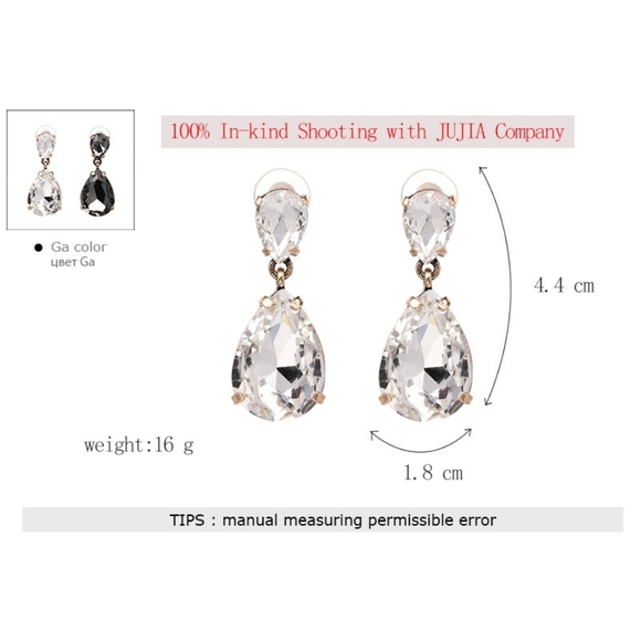 Clear Eardrop Earrings - Picture 3 of 3